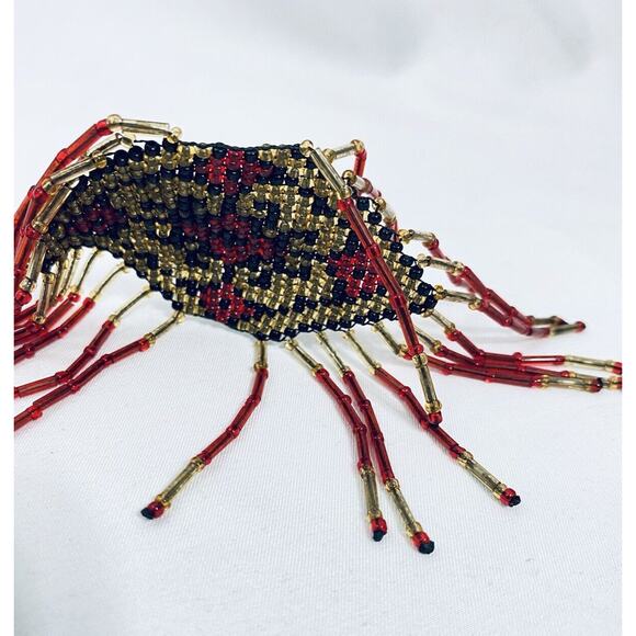 Russian Necklace Carpathian Seed Bead Indigenous Caucus Art Vintage Handmade Red - Picture 3 of 16